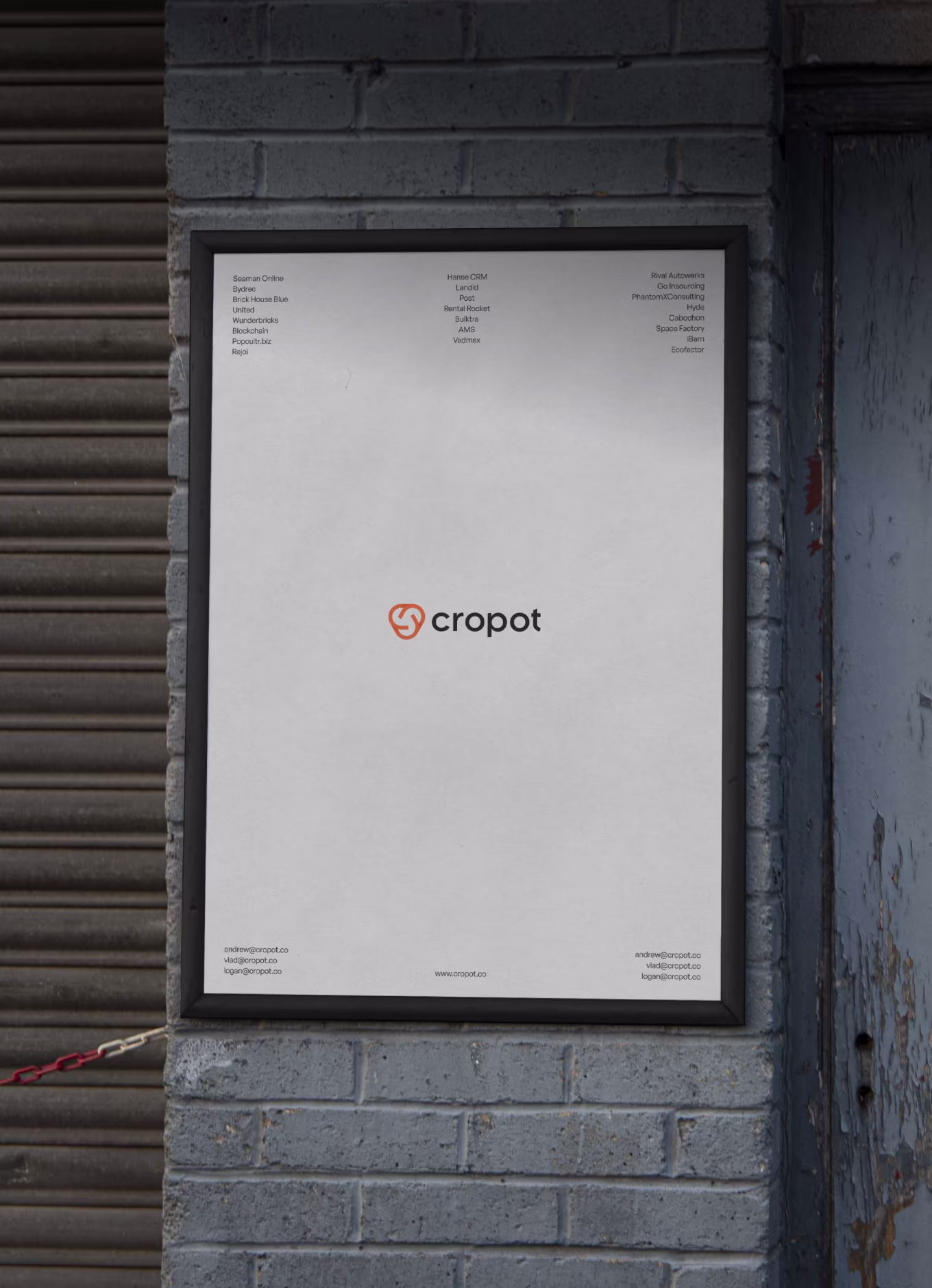 Cropot white poster on the wall